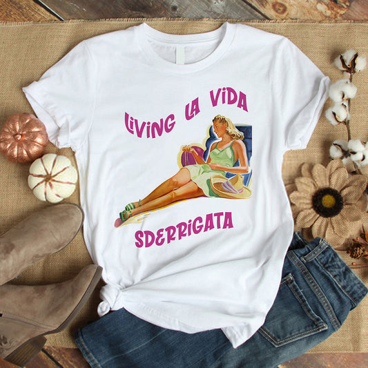 T-Shirt Living la vida sderrigata S DONNA - MAGLIA BASIC