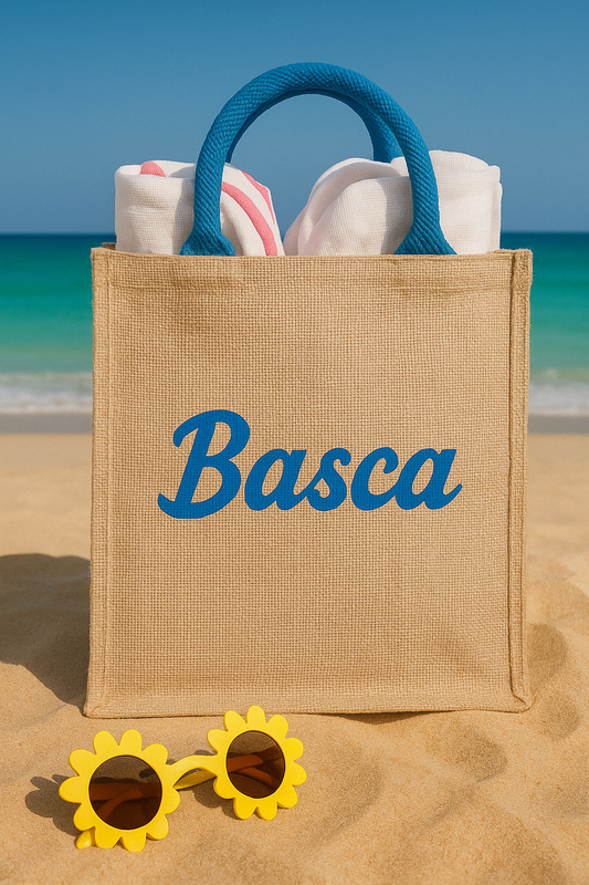 BASCA - Borsa mare in juta TURCHESE